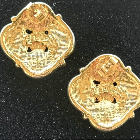 FENDI Gold and Ivory Pearl Stud Earrings - Picture 8 of 9